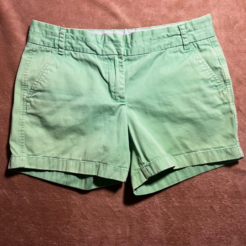 J. Crew Chino Women 6 Lime Green 100% Cotton Pockets Flat Front Preppy Shorts